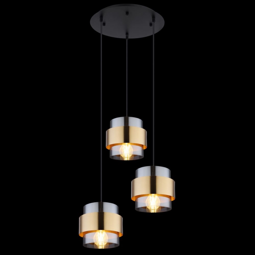 Globo - Függeszték kábelre 3xE27/60W/230V fekete/sárgaréz