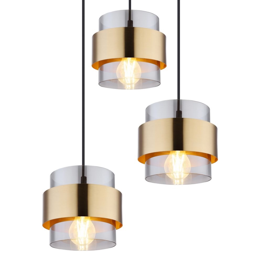 Globo - Függeszték kábelre 3xE27/60W/230V fekete/sárgaréz