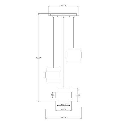 Globo - Függeszték kábelre 3xE27/60W/230V fekete/sárgaréz