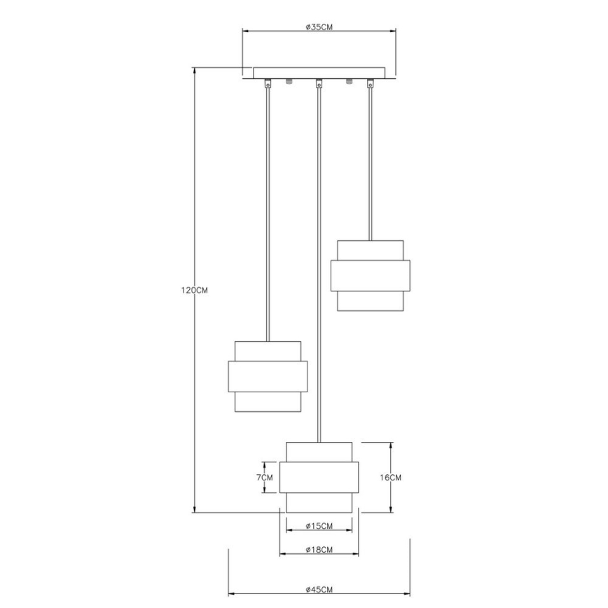Globo - Függeszték kábelre 3xE27/60W/230V fekete/sárgaréz