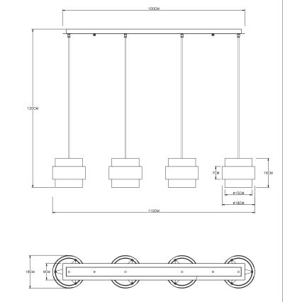 Globo - Függeszték kábelre 4xE27/60W/230V fekete/sárgaréz