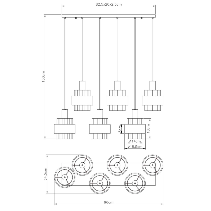 Globo - Kábeles függőlámpa 6xE27/60W/230V