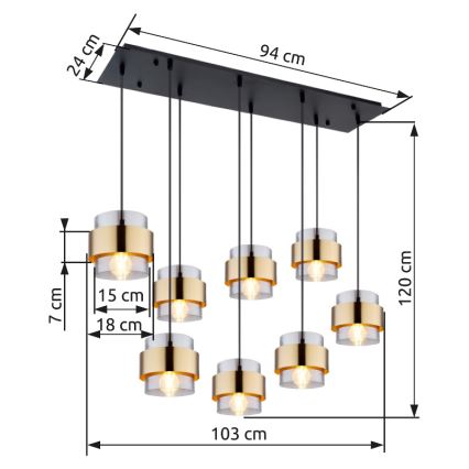 Globo - Csillár zsinóron 8xE27/60W/230V