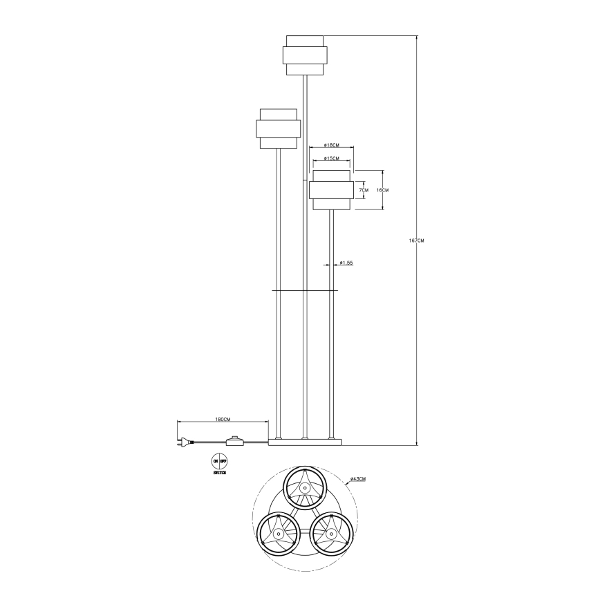 Globo - Állólámpa 3xE27/60W/230V