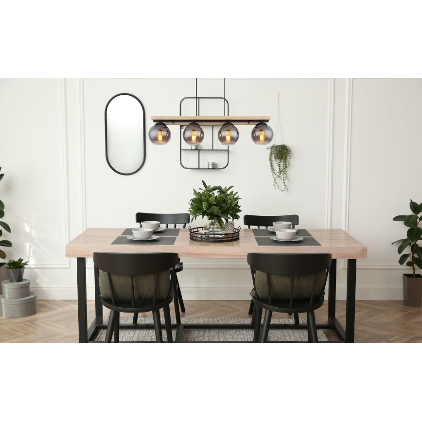 Globo - Csillár zsinóron 4xE27/25W/230V fenyő