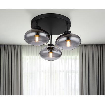 Globo - Felületre szerelt csillár 3xE27ILLU/40W/230V fekete