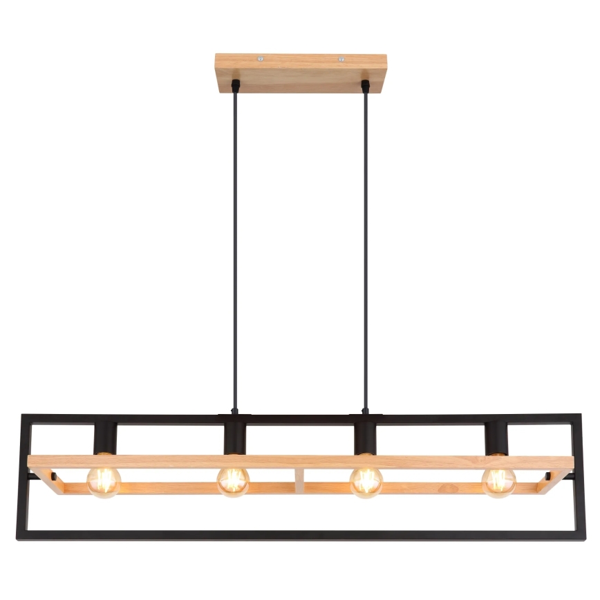 Globo 15575-4H - Kábellel függesztett ERICA csillár 4xE27/40W/230V fekete/bézs