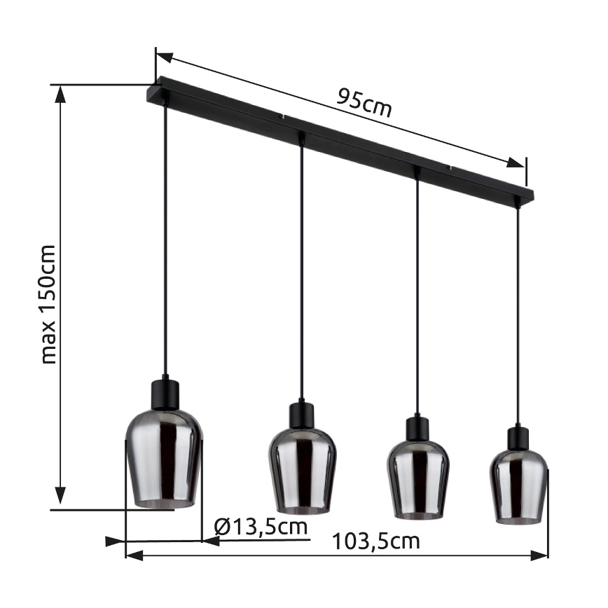 Globo - Csillár zsinóron 4xE27/40W/230V fekete