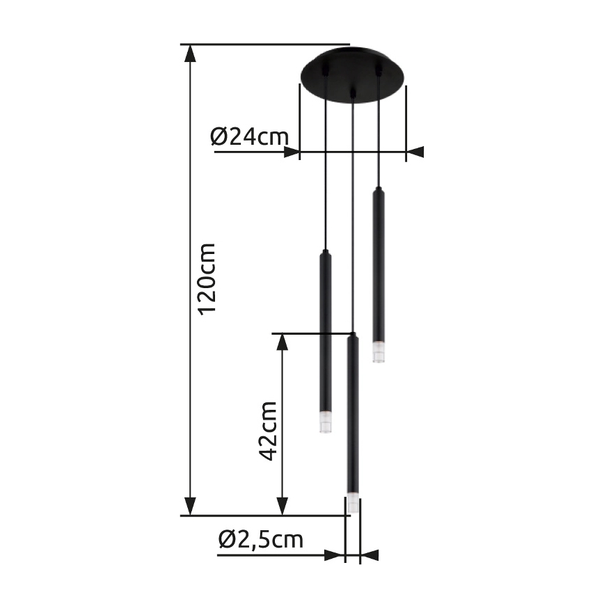 Globo - Csillár zsinóron 3xG9/4W/230V átm. 24 cm fekete
