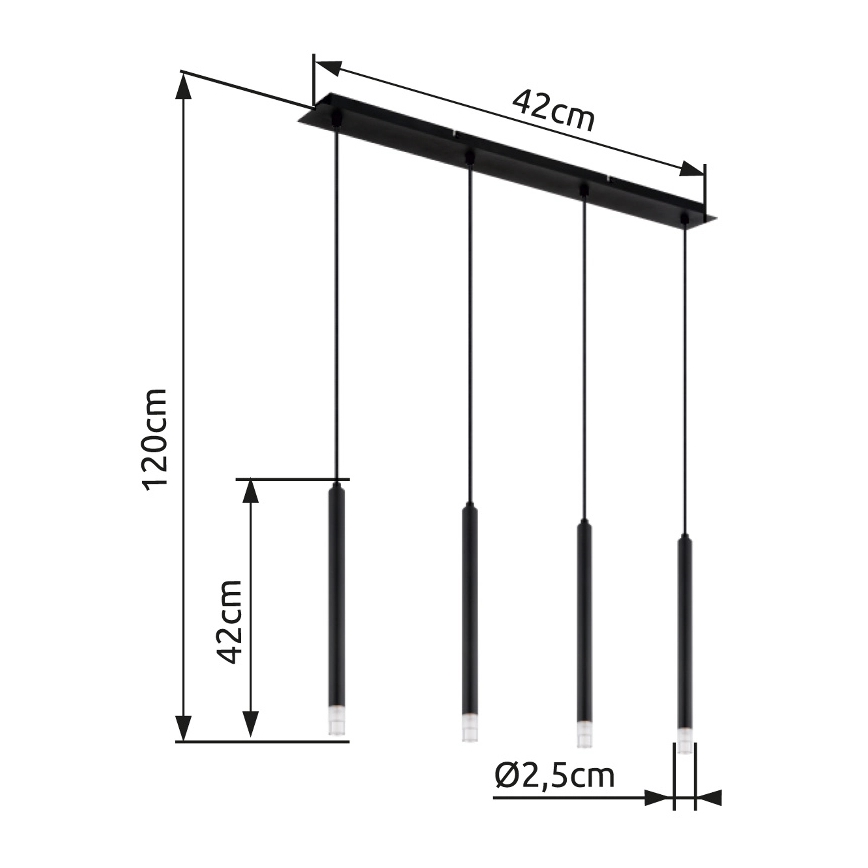 Globo - Csillár zsinóron 4xG9/4W/230V fekete