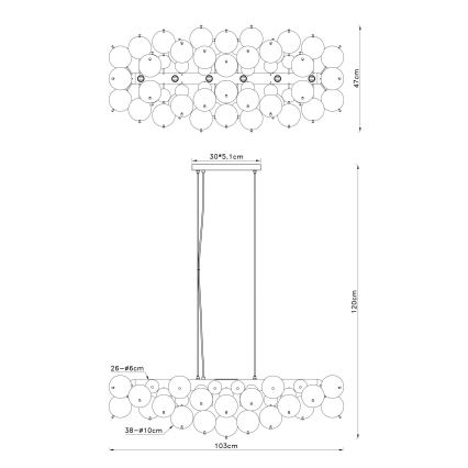 Globo - Kábelen függesztett csillár 6xE14/25W/230V fekete
