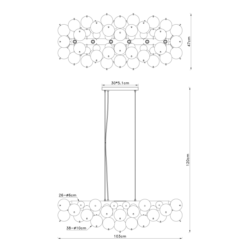 Globo - Kábelen függesztett csillár 6xE14/25W/230V fekete