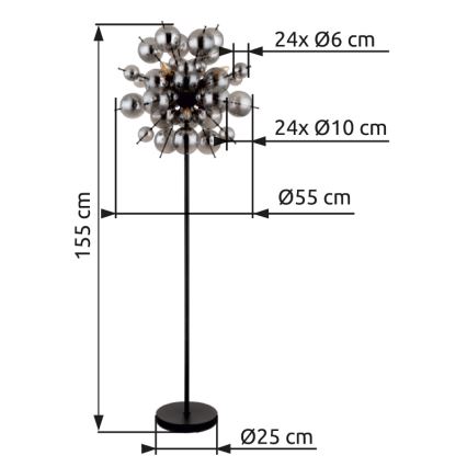 Globo - Állólámpa 6xE14/25W/230V fekete/füstös