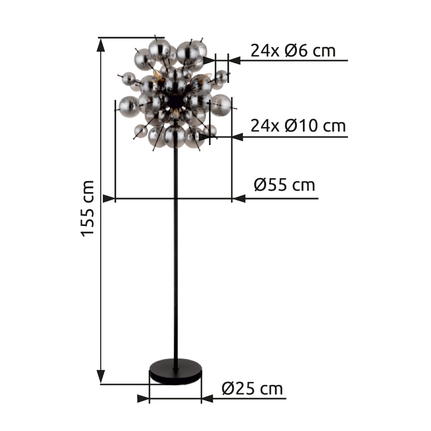Globo - Állólámpa 6xE14/25W/230V fekete/füstös