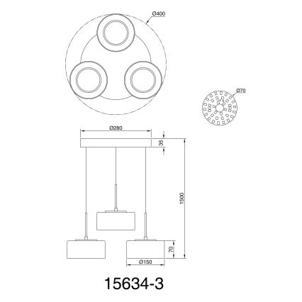 Globo - LED Csillár zsinóron 3xLED/8W/230V