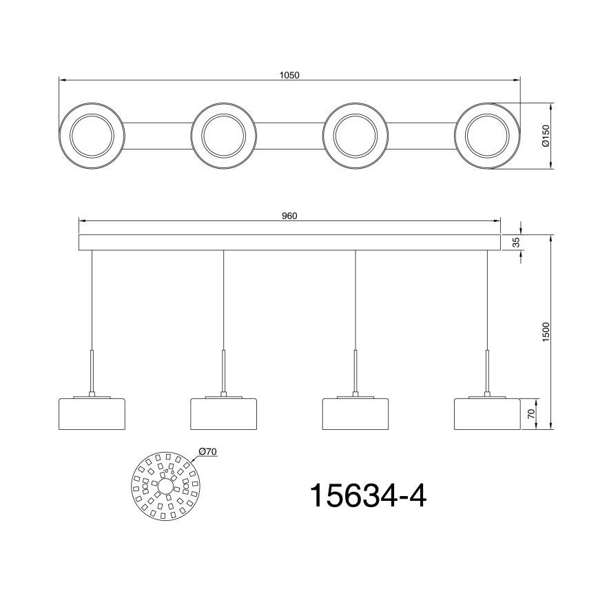 Globo - LED Csillár zsinóron 4xLED/8W/230V