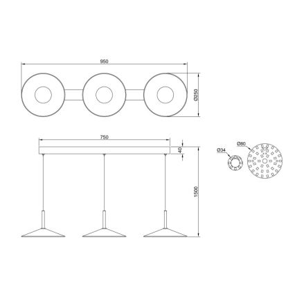 Globo - LED függeszték kábellel LED/24W/230V 4000K fekete