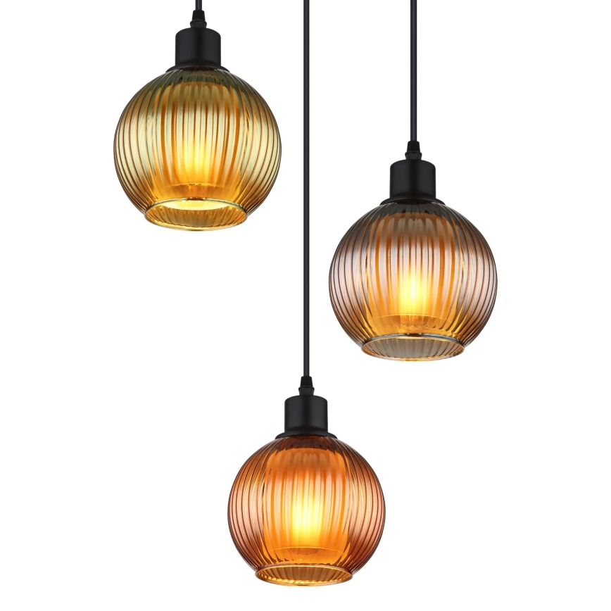 Globo - Csillár zsinóron 3xE27/25W/230V átm. 36 cm réz/zöld/kék