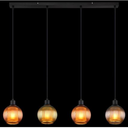 Globo - Csillár zsinóron 4xE27/25W/230V réz/zöld/kék