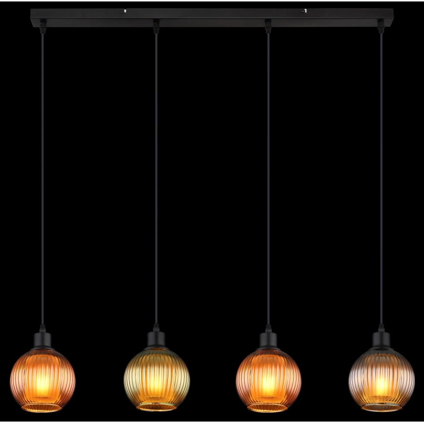 Globo - Csillár zsinóron 4xE27/25W/230V réz/zöld/kék