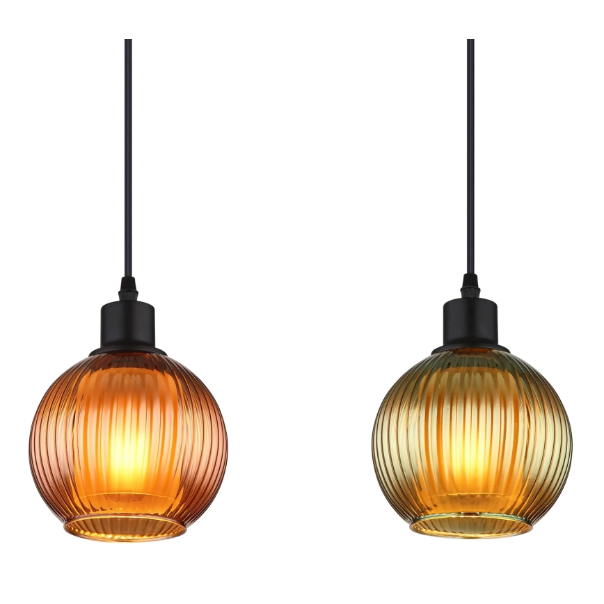 Globo - Csillár zsinóron 4xE27/25W/230V réz/zöld/kék