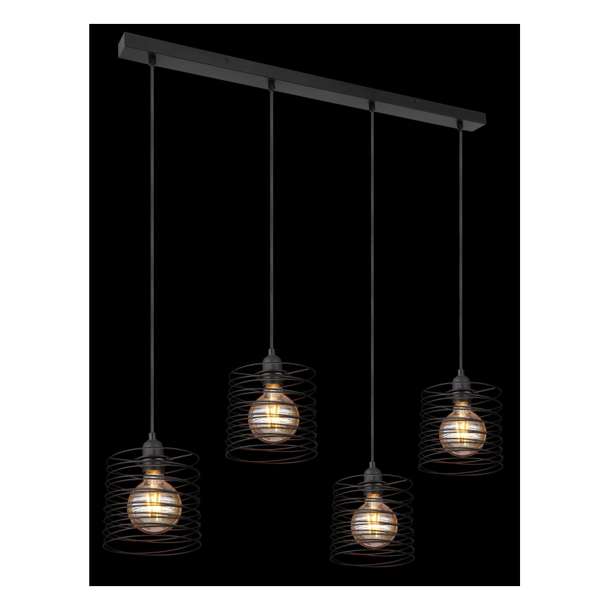 Globo 15640-4H - TILLY kábeles csillár 4xE27/60W/230V fekete