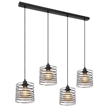 Globo 15640-4H - TILLY kábeles csillár 4xE27/60W/230V fekete