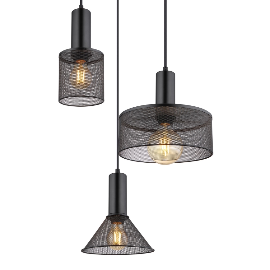 Globo - Csillár zsinóron 3xE27/60W/230V fekete