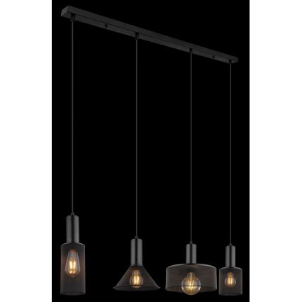 Globo - Csillár zsinóron 4xE27/60W/230V fekete