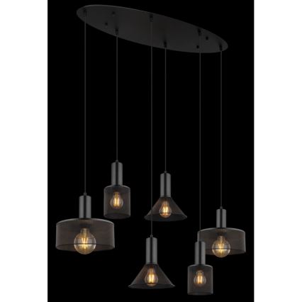 Globo 15648-6H - JEDD kábellel függesztett csillár 6xE27/60W/230V fekete