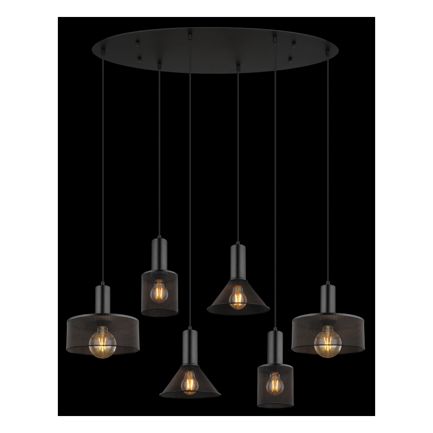 Globo 15648-6H - JEDD kábellel függesztett csillár 6xE27/60W/230V fekete