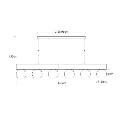 Globo - Kábelen függesztett csillár 6xE27/40W/230V