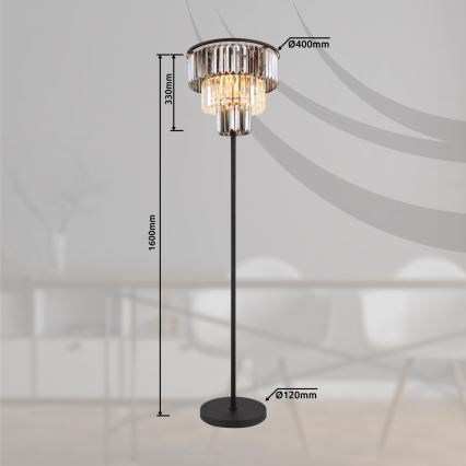 Globo - Állólámpa 3xE27/40W/230V átm. 40 cm fekete