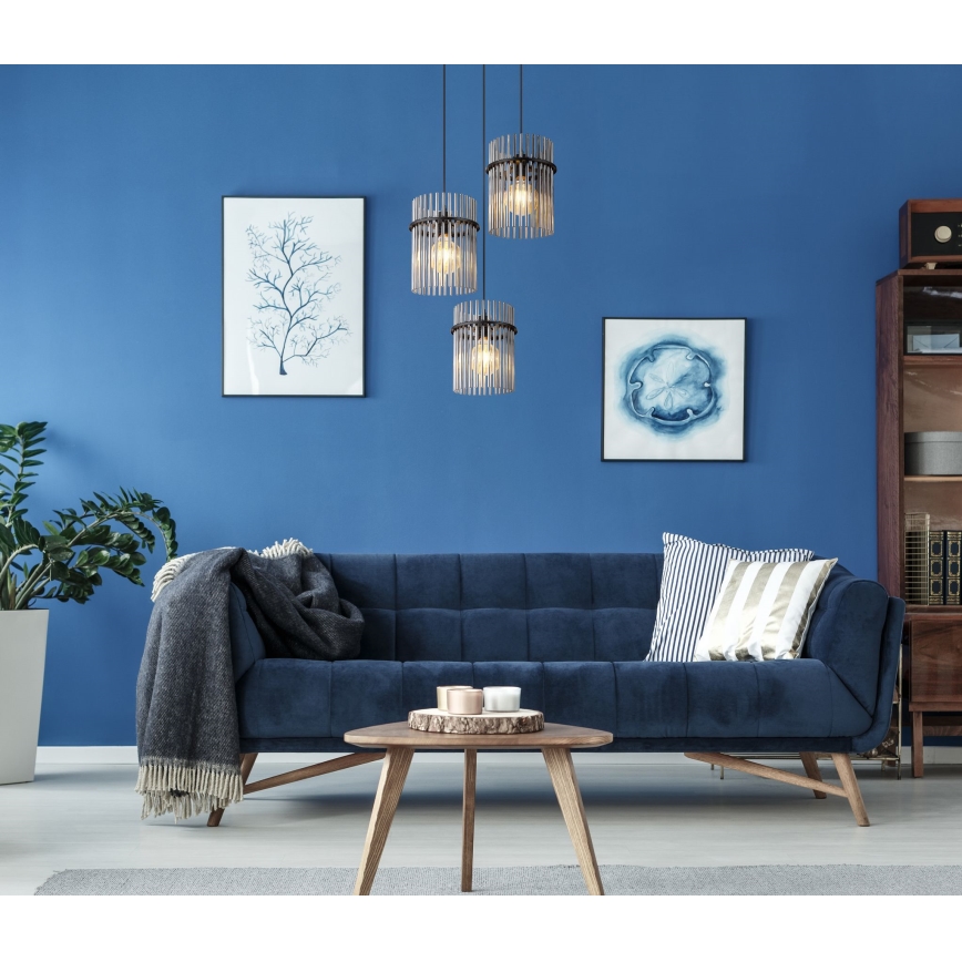 Globo - Csillár zsinóron 3xE27/60W/230V átm. 47 cm fekete