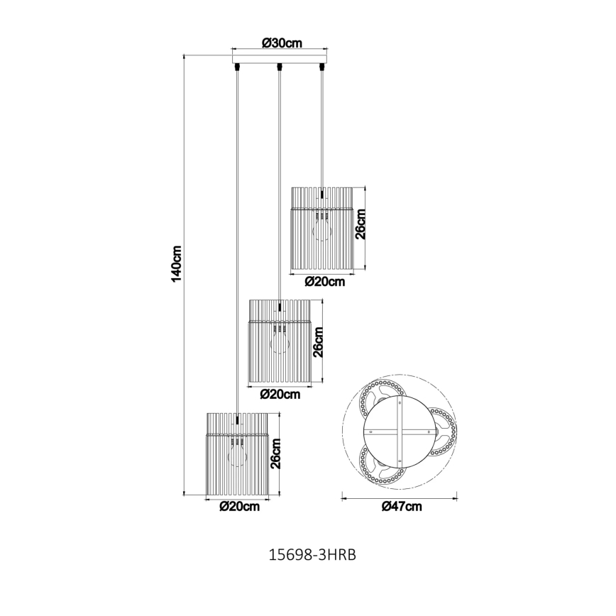 Globo - Kábelre függesztett csillár 3xE27/60W/230V