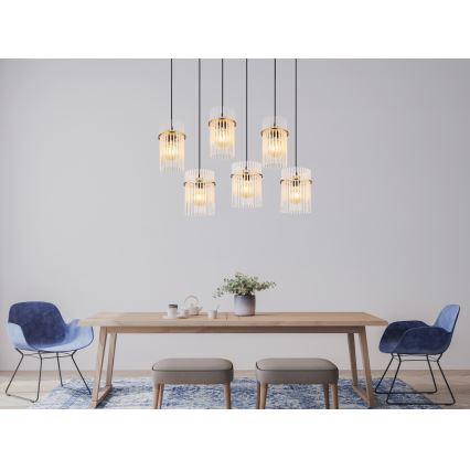 Globo - Kábelre függesztett csillár 6xE27/60W/230V aranyszínű