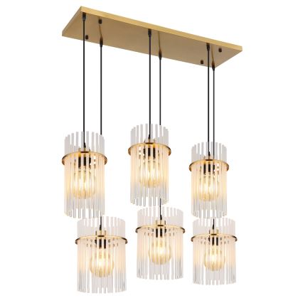 Globo - Kábelre függesztett csillár 6xE27/60W/230V aranyszínű