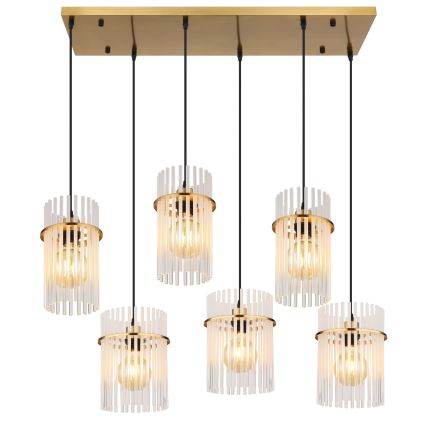 Globo - Kábelre függesztett csillár 6xE27/60W/230V aranyszínű