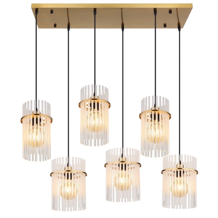 Globo - Kábelre függesztett csillár 6xE27/60W/230V aranyszínű