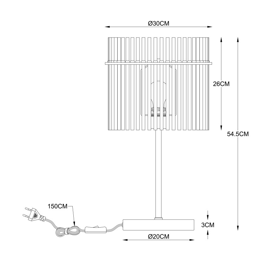 Globo - Asztali lámpa 1xE27/60W/230V átm. 30 cm fekete