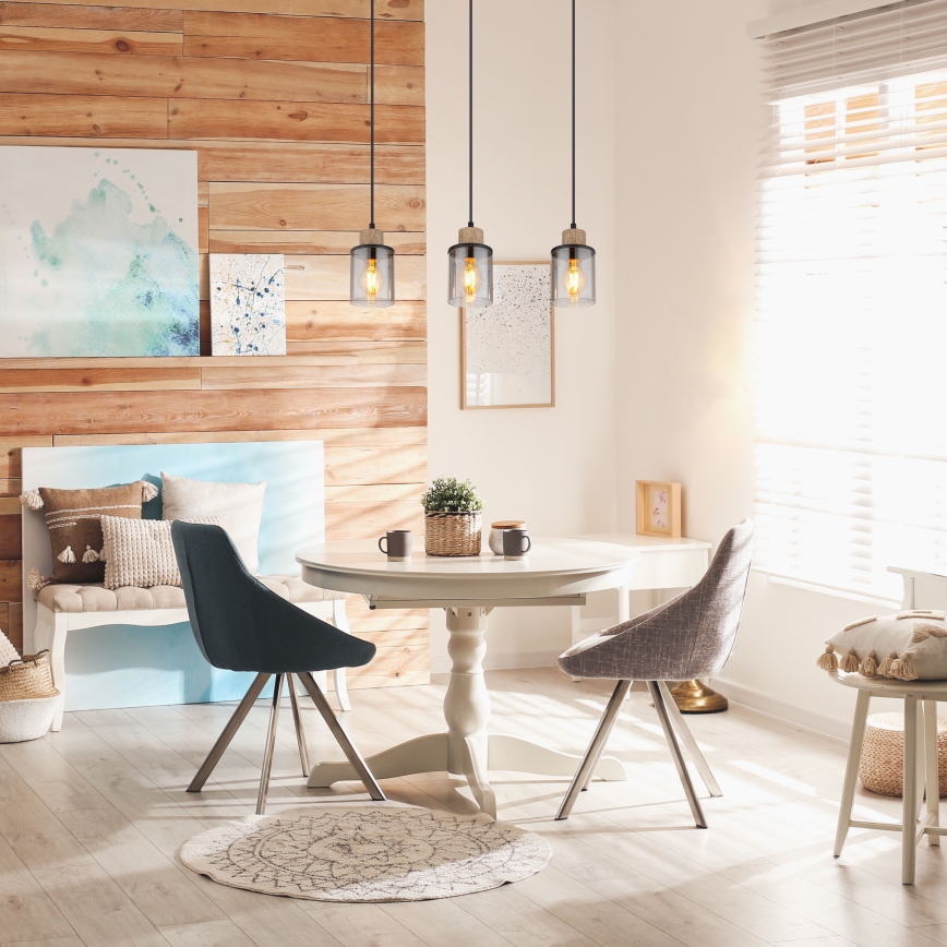 Globo - Csillár zsinóron 3xE27/15W/230V tölgy