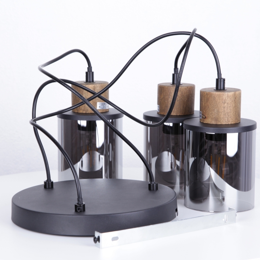 Globo - Csillár zsinóron 3xE27/15W/230V átm. 27 cm tölgy