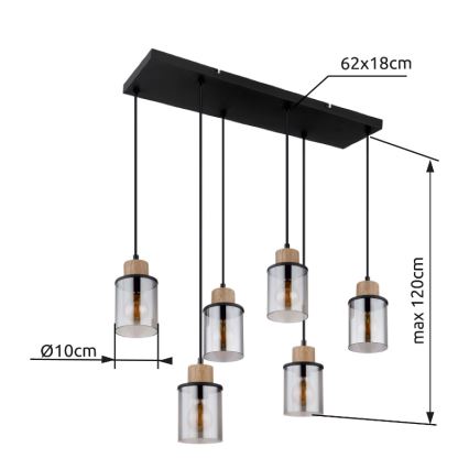 Globo - Csillár zsinóron 6xE27/15W/230V