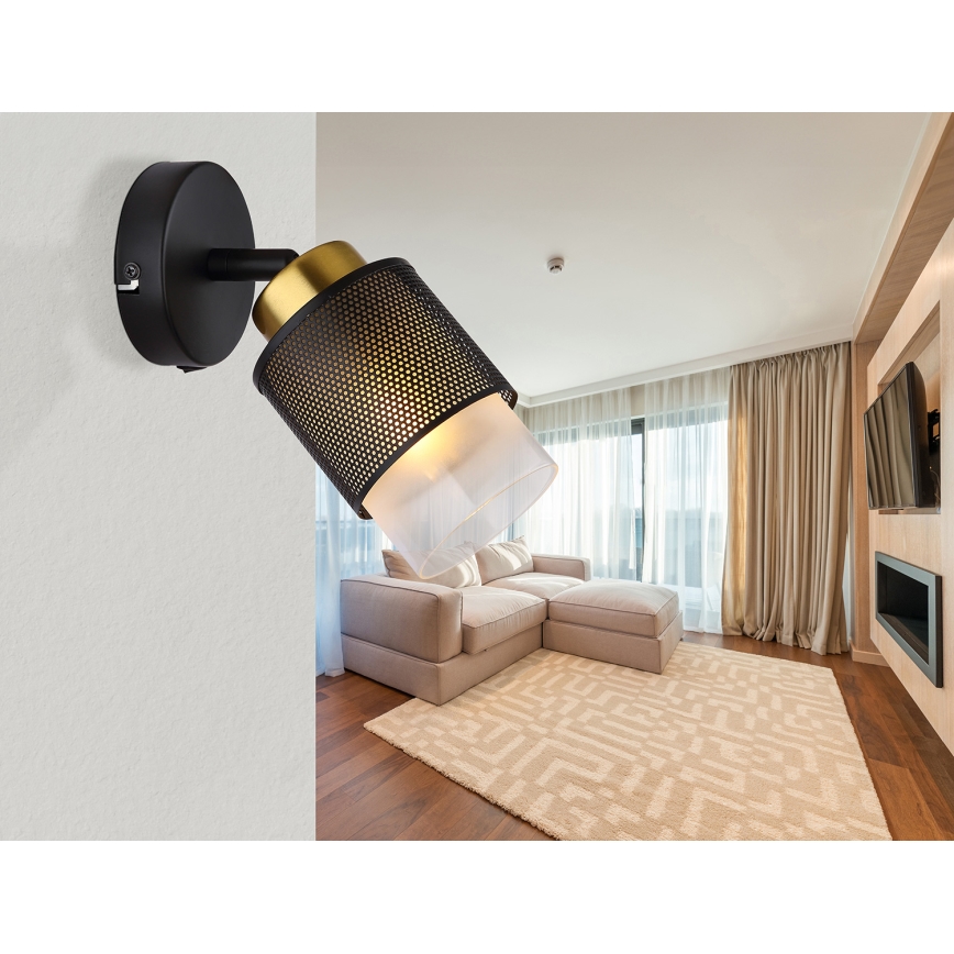 Globo - Fali spotlámpa 1xE27/40W/230V fekete/arany