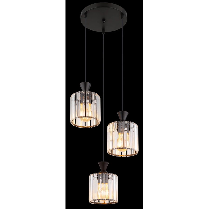 Globo - Csillár zsinóron 3xE27/60W/230V átm. 32 cm fekete