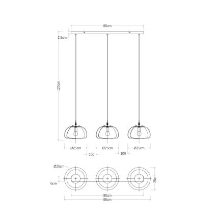 Globo - Csillár zsinóron 3xE14/40W/230V
