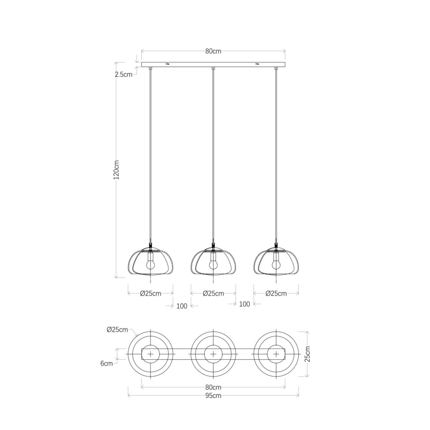 Globo - Csillár zsinóron 3xE14/40W/230V