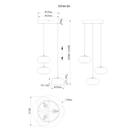Globo - LED Csillár zsinóron 3xLED/6W/230V