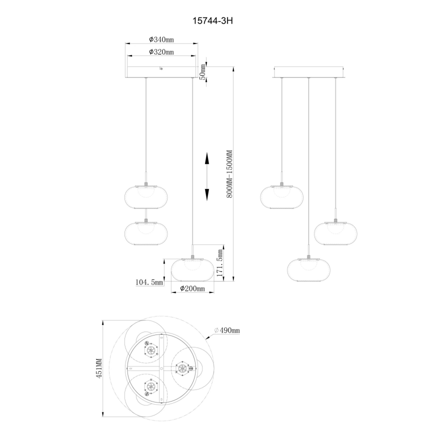 Globo - LED Csillár zsinóron 3xLED/6W/230V