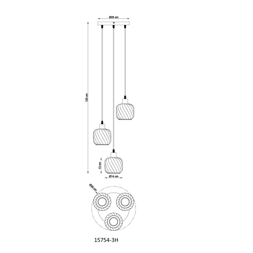 Globo - Csillár zsinóron 3xE27/25W/230V